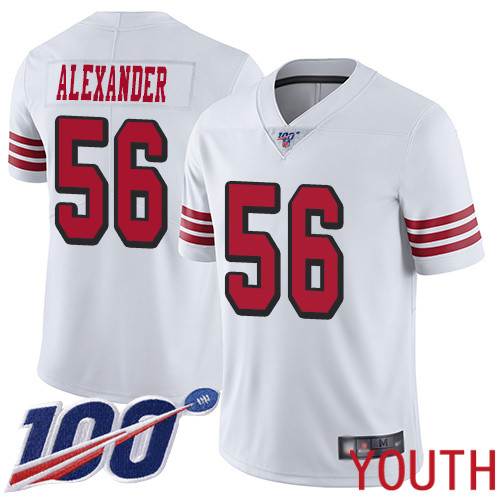 San Francisco 49ers Limited White Youth Kwon Alexander NFL Jersey #56 100th Season Vapor Untouchable Rush